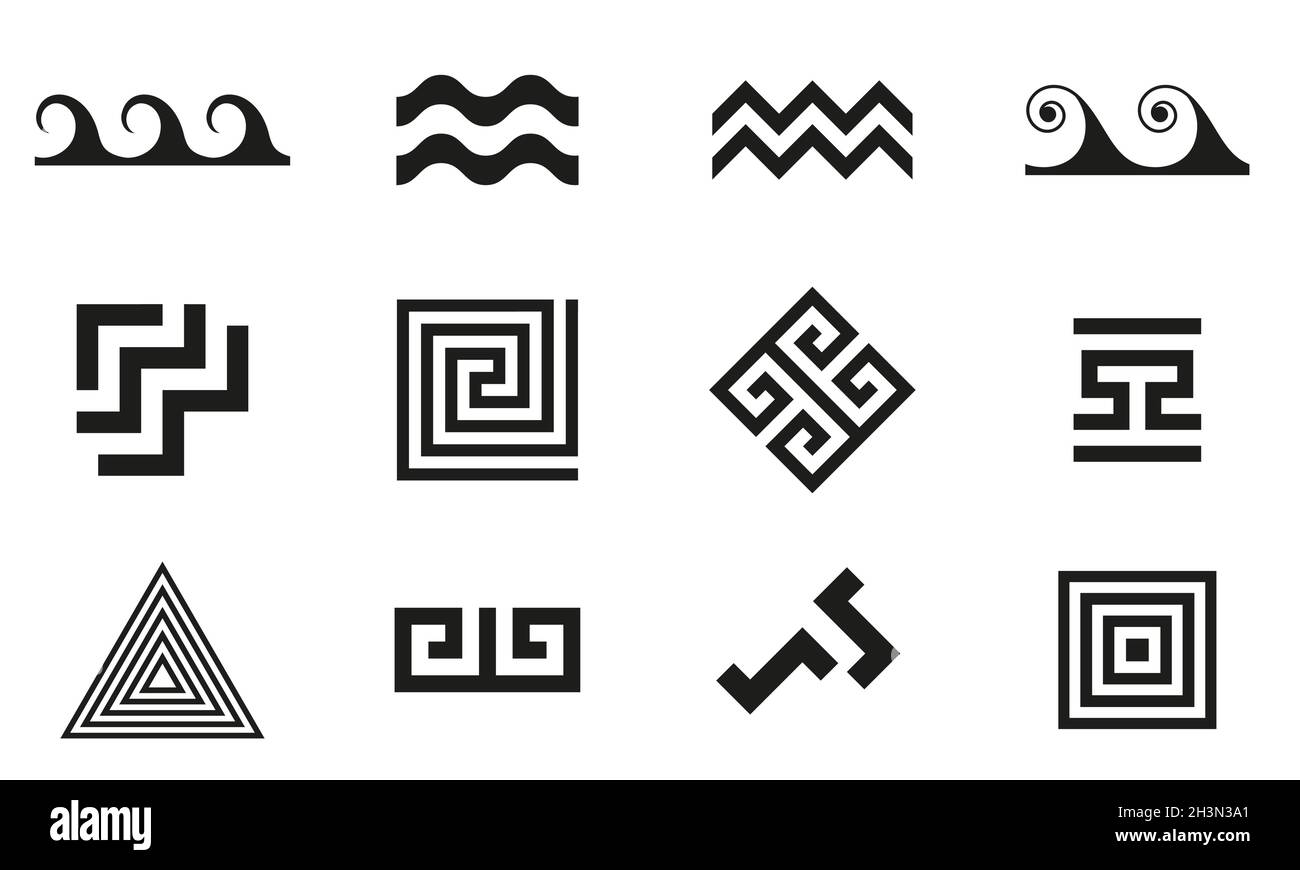 Griechischer Schlüssel. Arabisch geometrisch islamische Symbole gesetzt  Stock-Vektorgrafik - Alamy