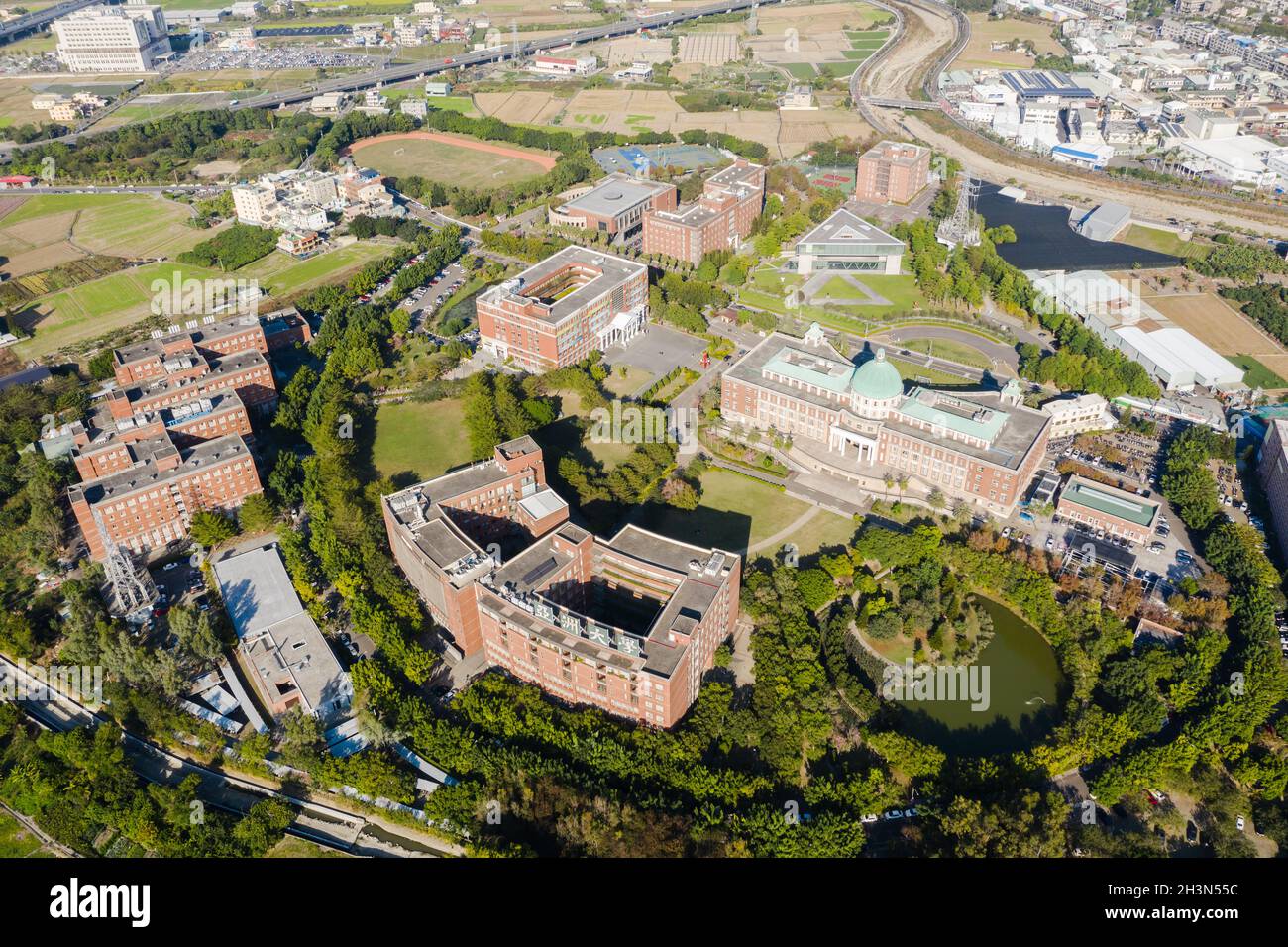 Luftaufnahme der Asia University Stockfoto