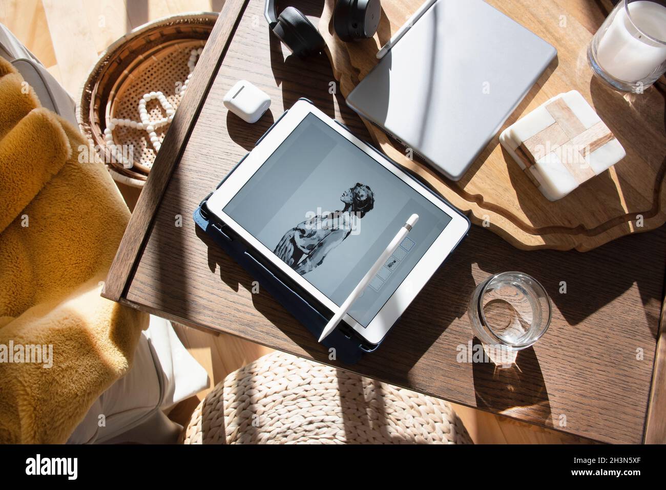 Kanada, Ansicht von oben auf einem Holztisch Stockfoto