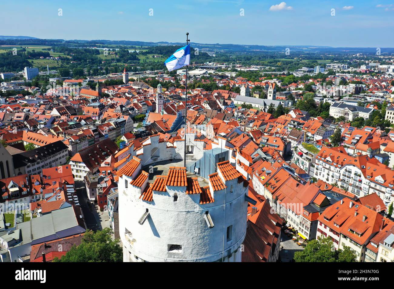 Luftaufnahme des Mehlsacks in Ravensburg Stockfoto