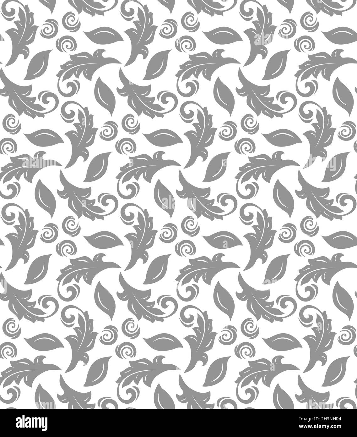 Florales Silber-Ornament. Nahtlose abstrakte klassische Hintergrund mit Blumen. Muster mit sich wiederholenden floralen Elementen. Ornament für Stoff, Tapete und Verpackung Stockfoto