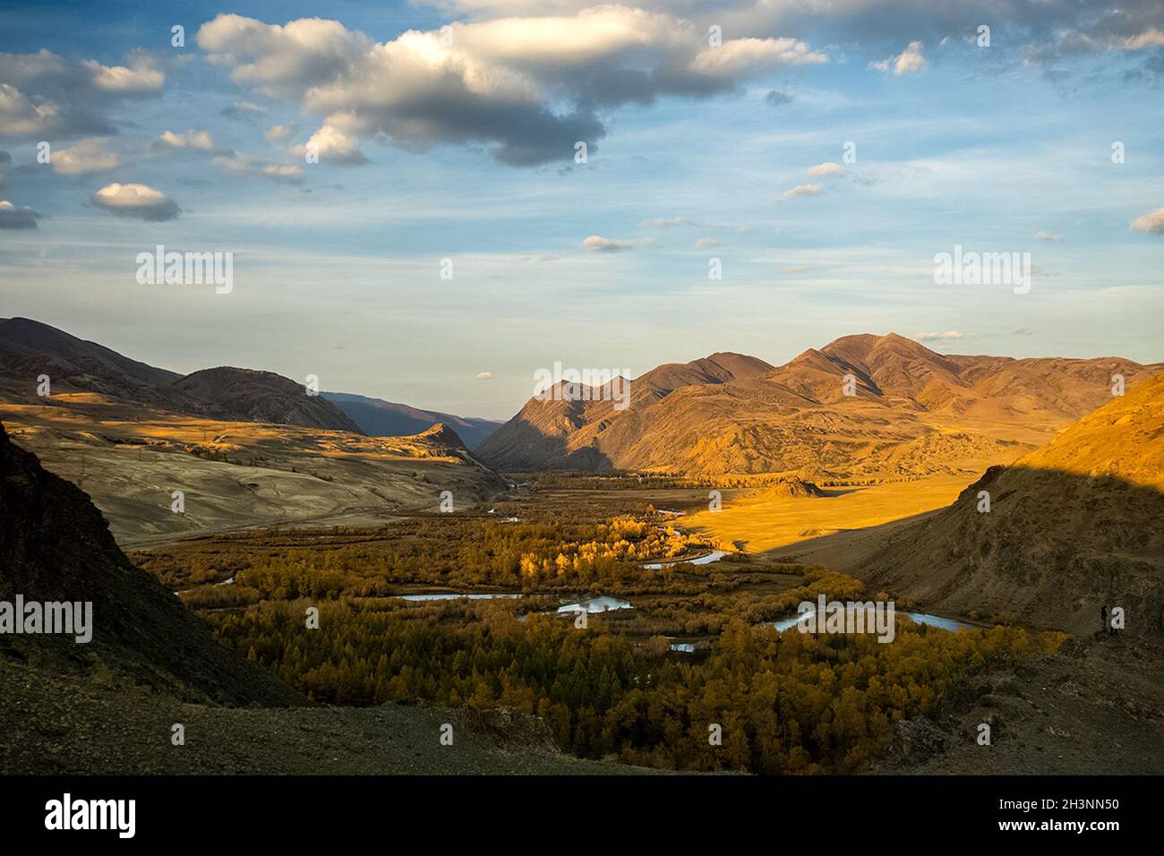 Die altai-Berge. Landschaft der Natur auf dem Altai-Gebirge und in den Schluchten zwischen den Bergen. Stockfoto