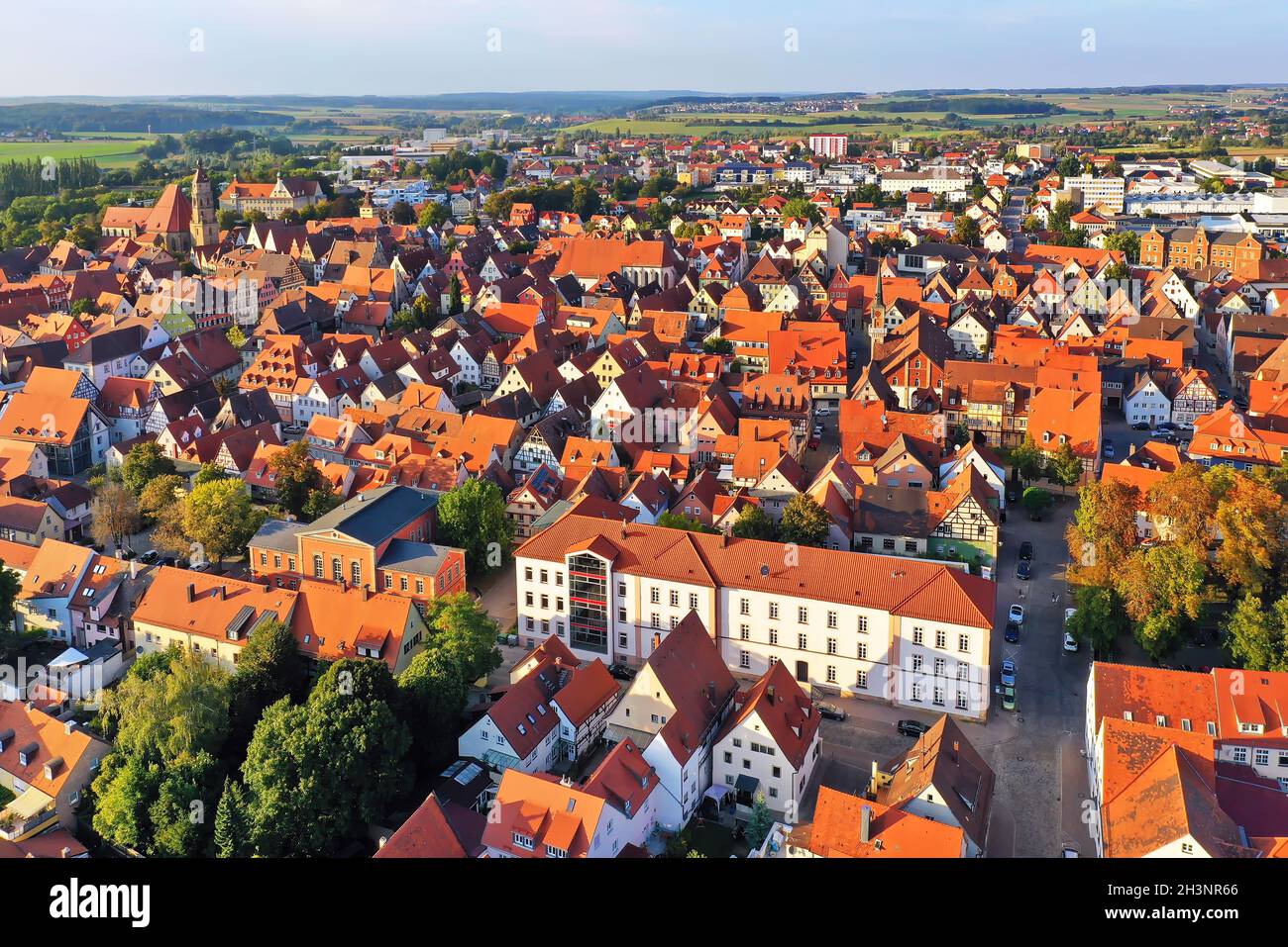 Luftaufnahme von WeiÃŸenburg bei gutem Wetter Stockfoto