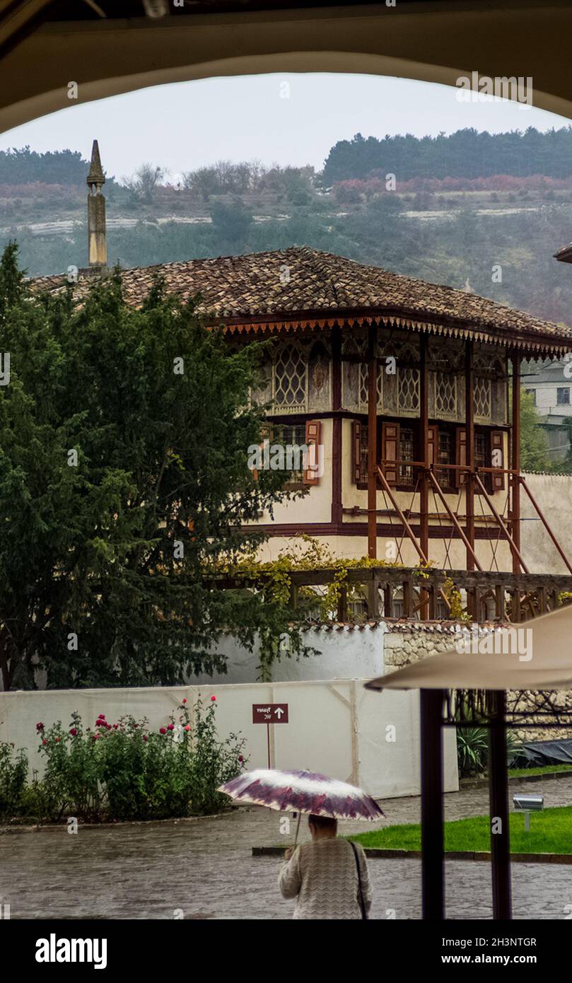 Die Architektur der alten Straßen in Sewastopol. Alte Häuser. Stockfoto