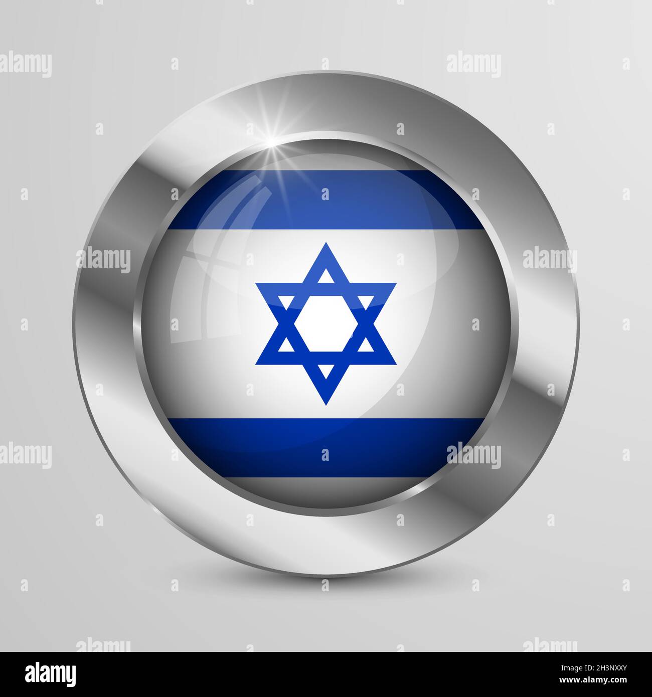 EPS10 Vector Patriotic-Knopf mit Israel-Flaggen-Farben. Ein Element der Wirkung für die Verwendung, die Sie daraus machen möchten. Stock Vektor