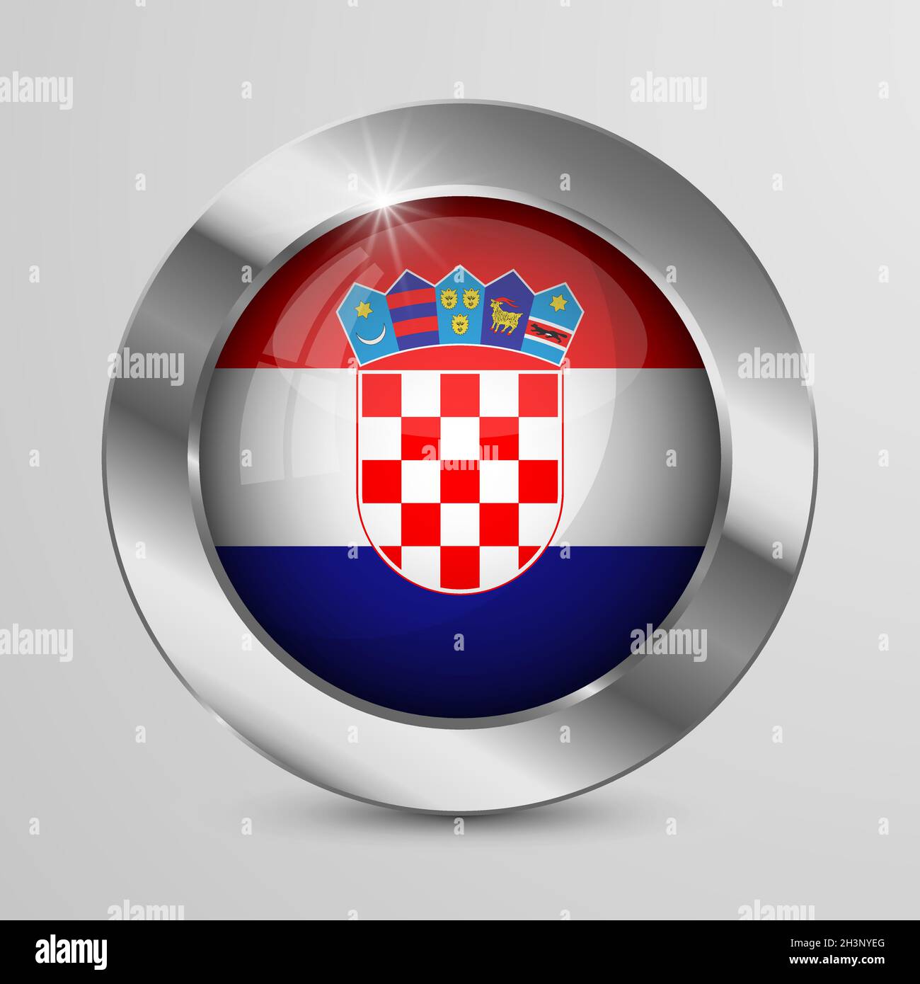 EPS10 Vector Patriotic Knopf mit Kroatien Flagge Farben. Ein Element der Wirkung für die Verwendung, die Sie daraus machen möchten. Stock Vektor
