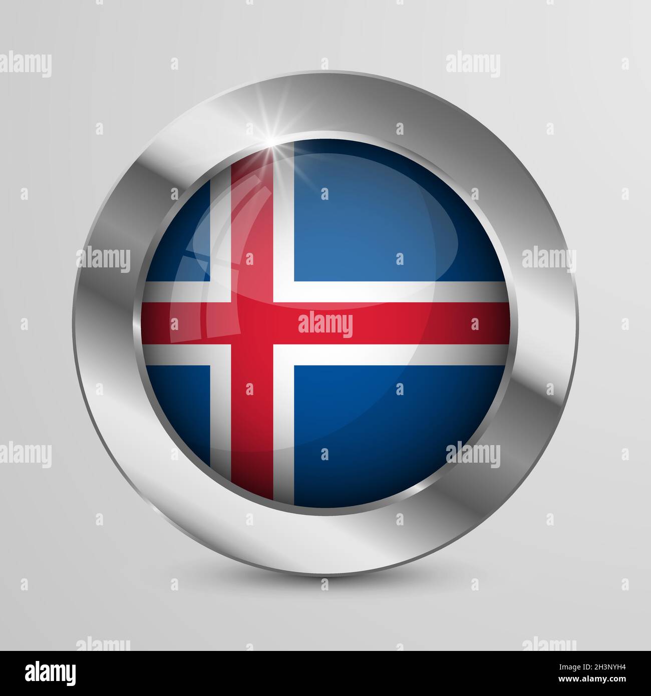 EPS10 Vector Patriotic-Knopf mit isländischen Flaggen-Farben. Ein Element der Wirkung für die Verwendung, die Sie daraus machen möchten. Stock Vektor
