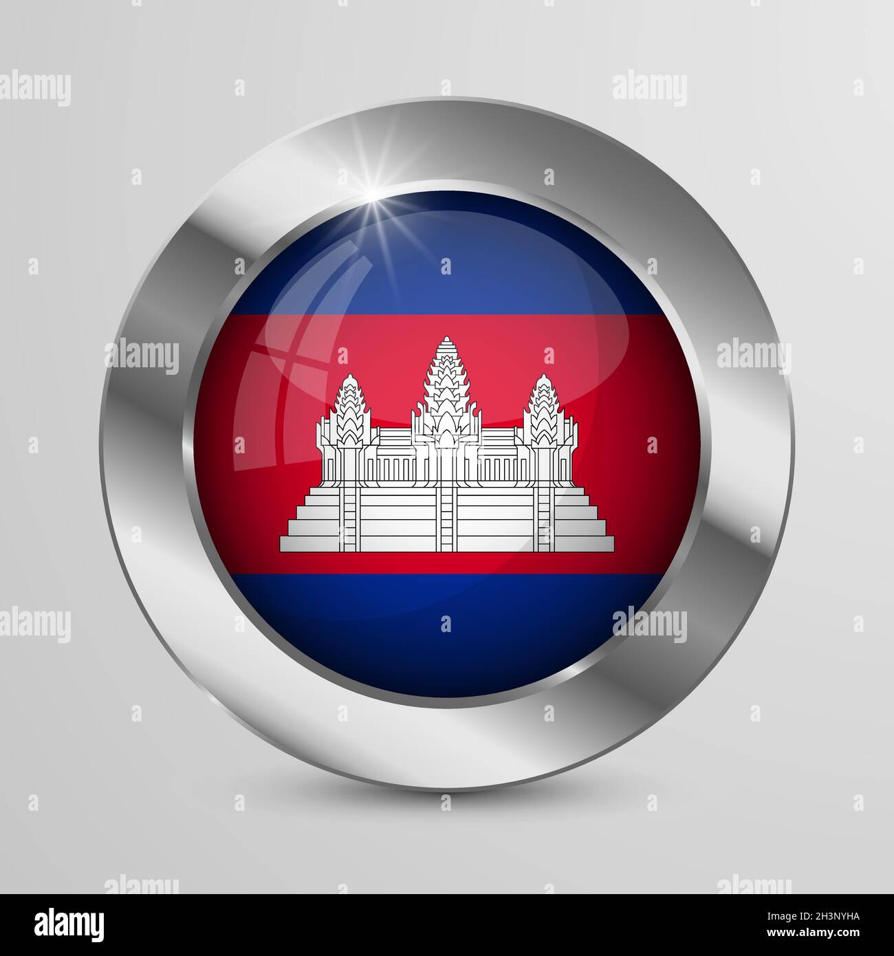 EPS10 Vector Patriotic-Knopf mit Farben der Flagge Kambodschas. Ein Element der Wirkung für die Verwendung, die Sie daraus machen möchten. Stock Vektor