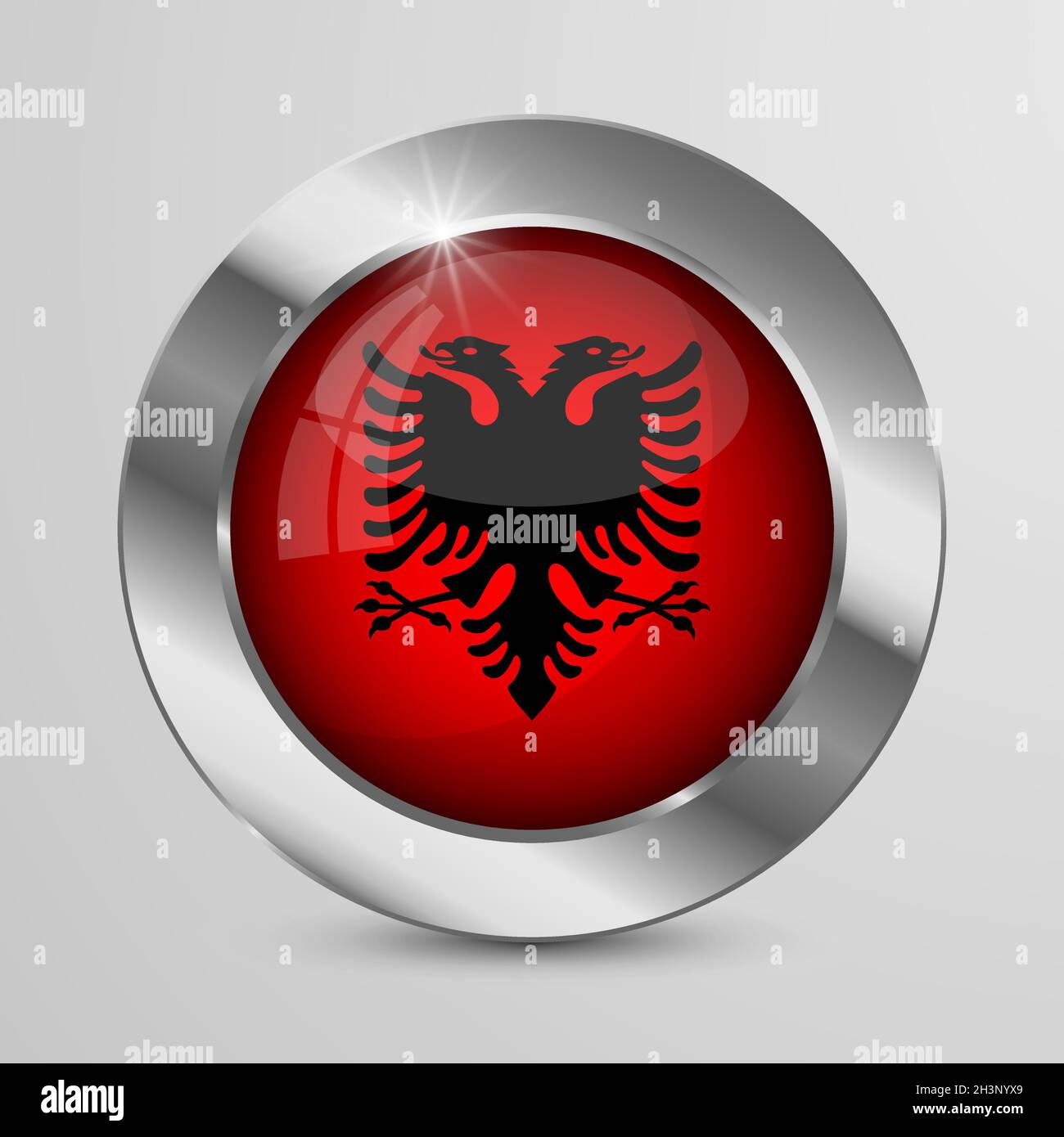 EPS10 Vector Patriotic Knopf mit Albanien Flaggen Farben. Ein Element der Wirkung für die Verwendung, die Sie daraus machen möchten. Stock Vektor