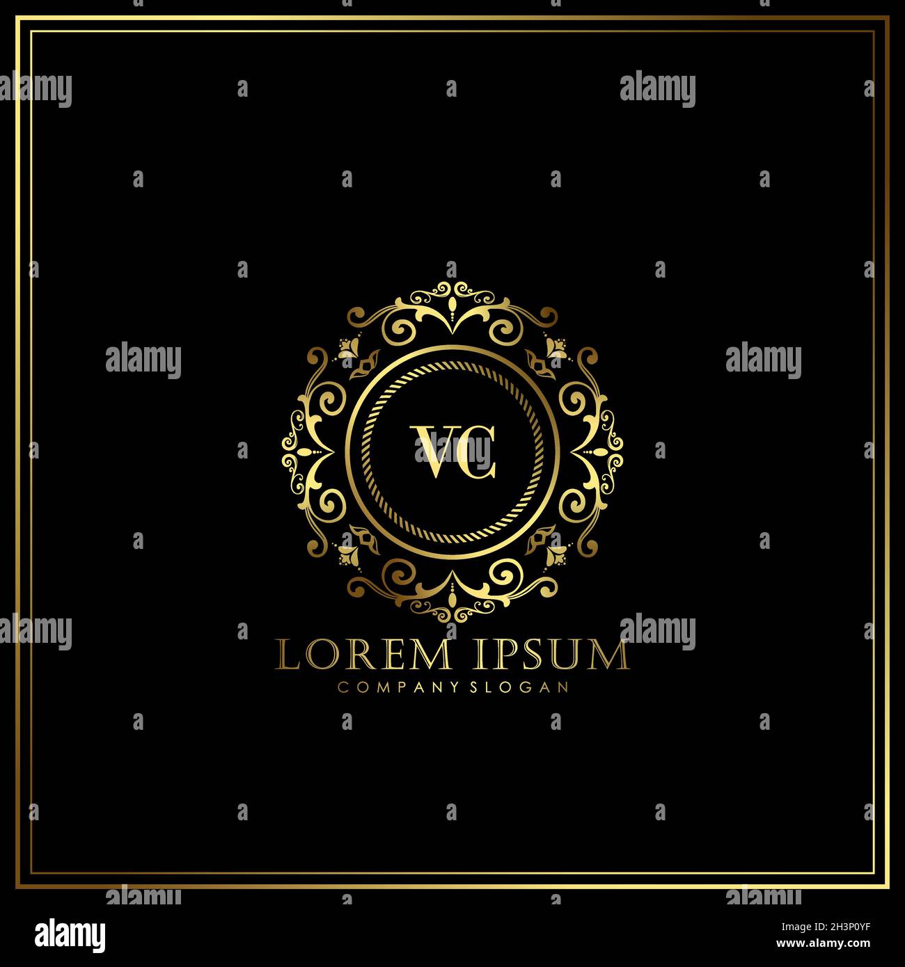 VC Initial Letter Luxury Logo Vorlage in Vektor für Restaurant, Royalty, Boutique, Cafe, Hotel, Wappentisch, Schmuck, Mode und andere Vektorgrafik Stock Vektor
