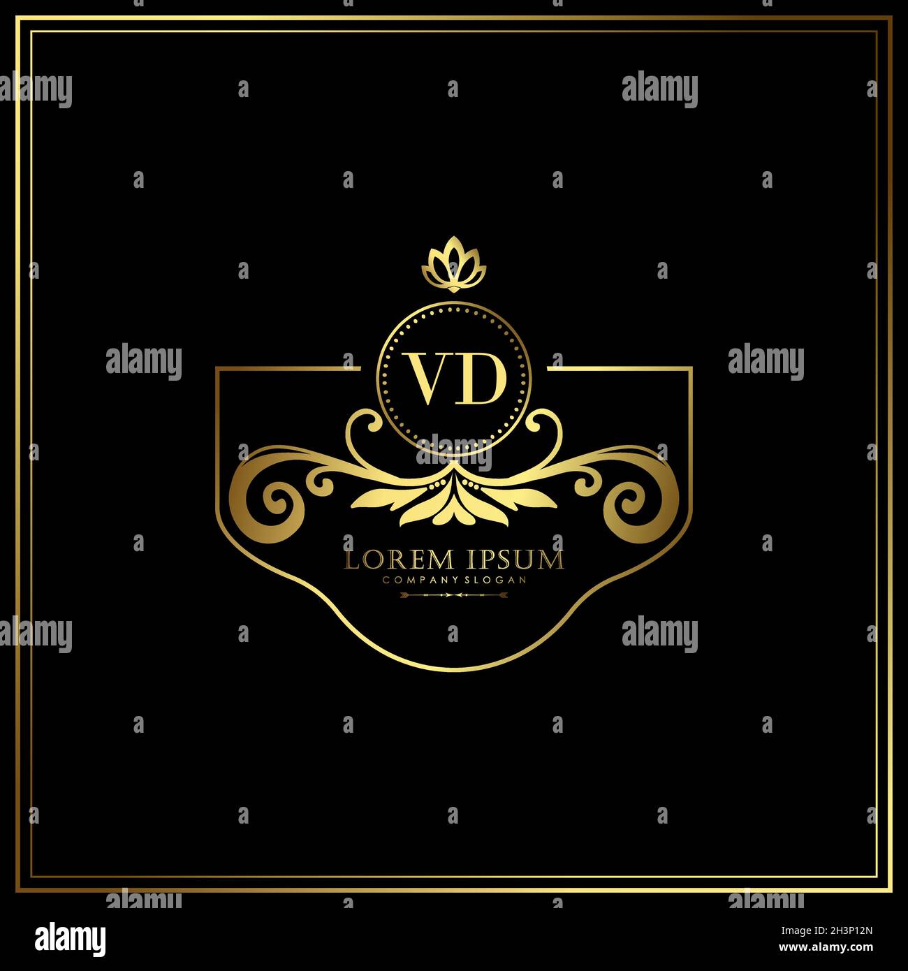VD Initial Letter Luxury Logo Vorlage in Vektor für Restaurant, Royalty, Boutique, Cafe, Hotel, Wappentisch, Schmuck, Mode und andere Vektorgrafik Stock Vektor