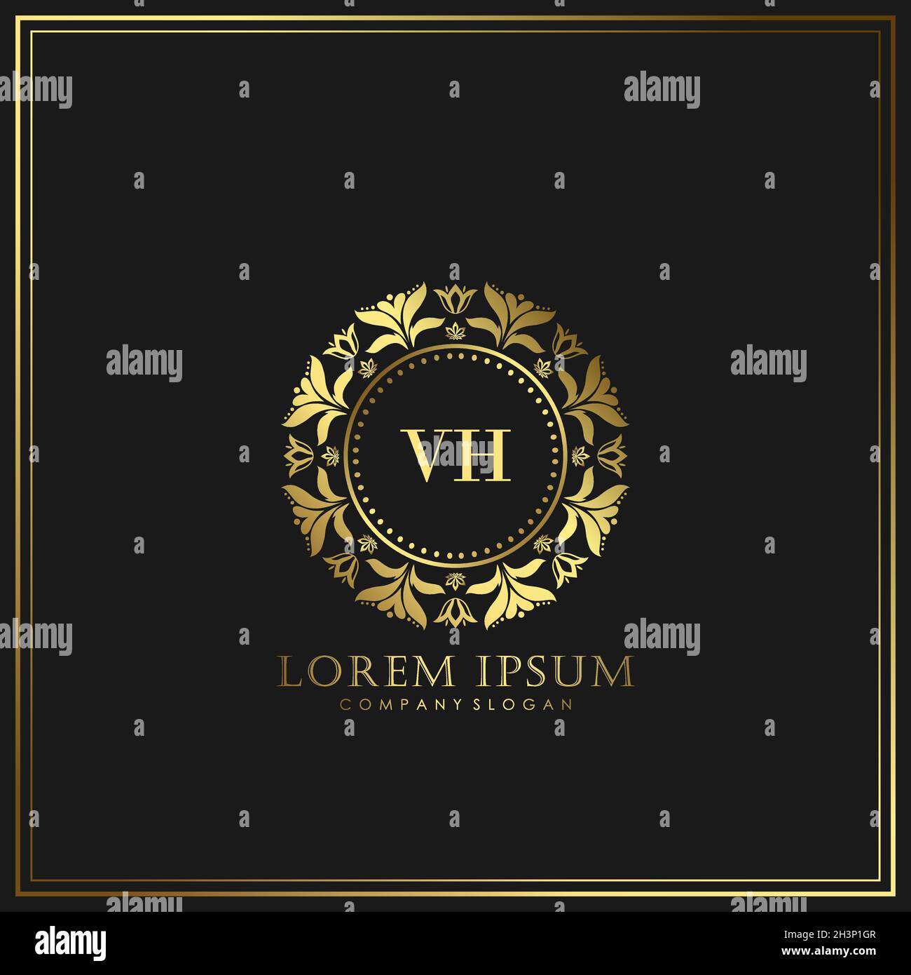 VH Anfangsbuchstabe Luxus-Logo-Vorlage in Vektor für Restaurant, Royalty, Boutique, Cafe, Hotel, Wappentisch, Schmuck, Mode und andere Vektorgrafik Stock Vektor