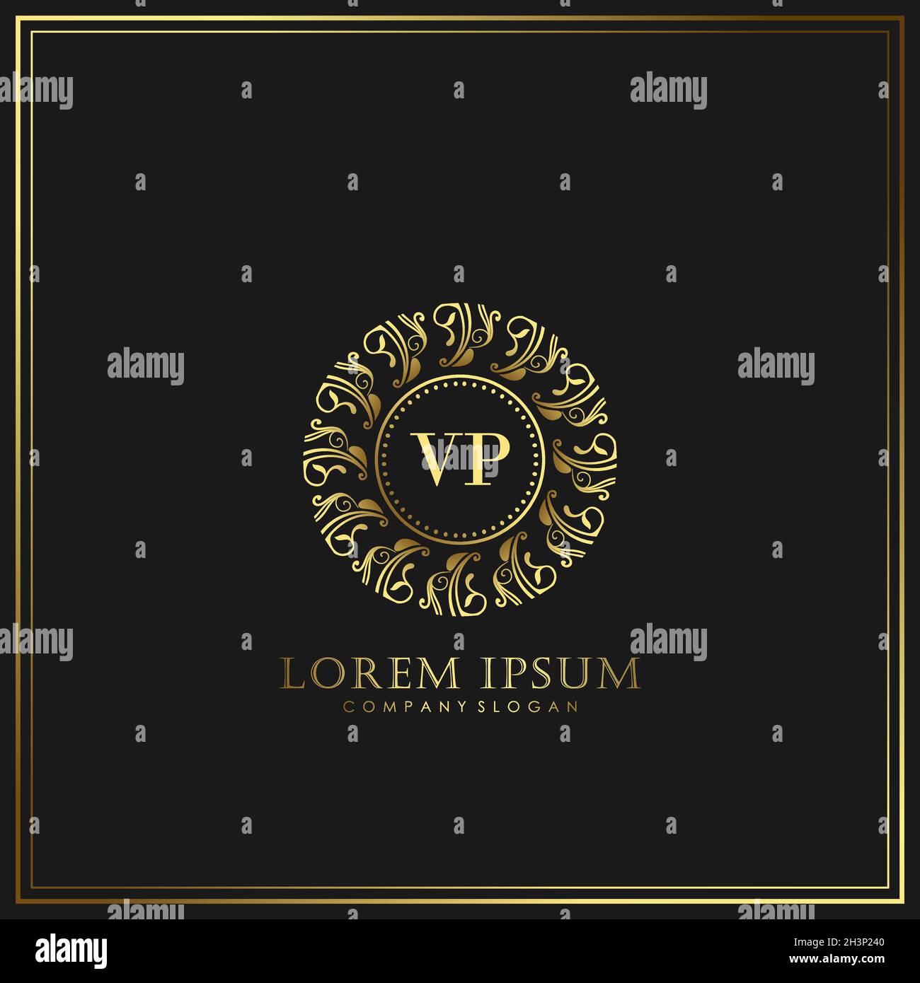 VP Initial Letter Luxury Logo-Vorlage in Vektorgrafik für Restaurant, Royalty, Boutique, Café, Hotel, Wappentisch, Schmuck, Mode und andere Vektorgrafik Stock Vektor