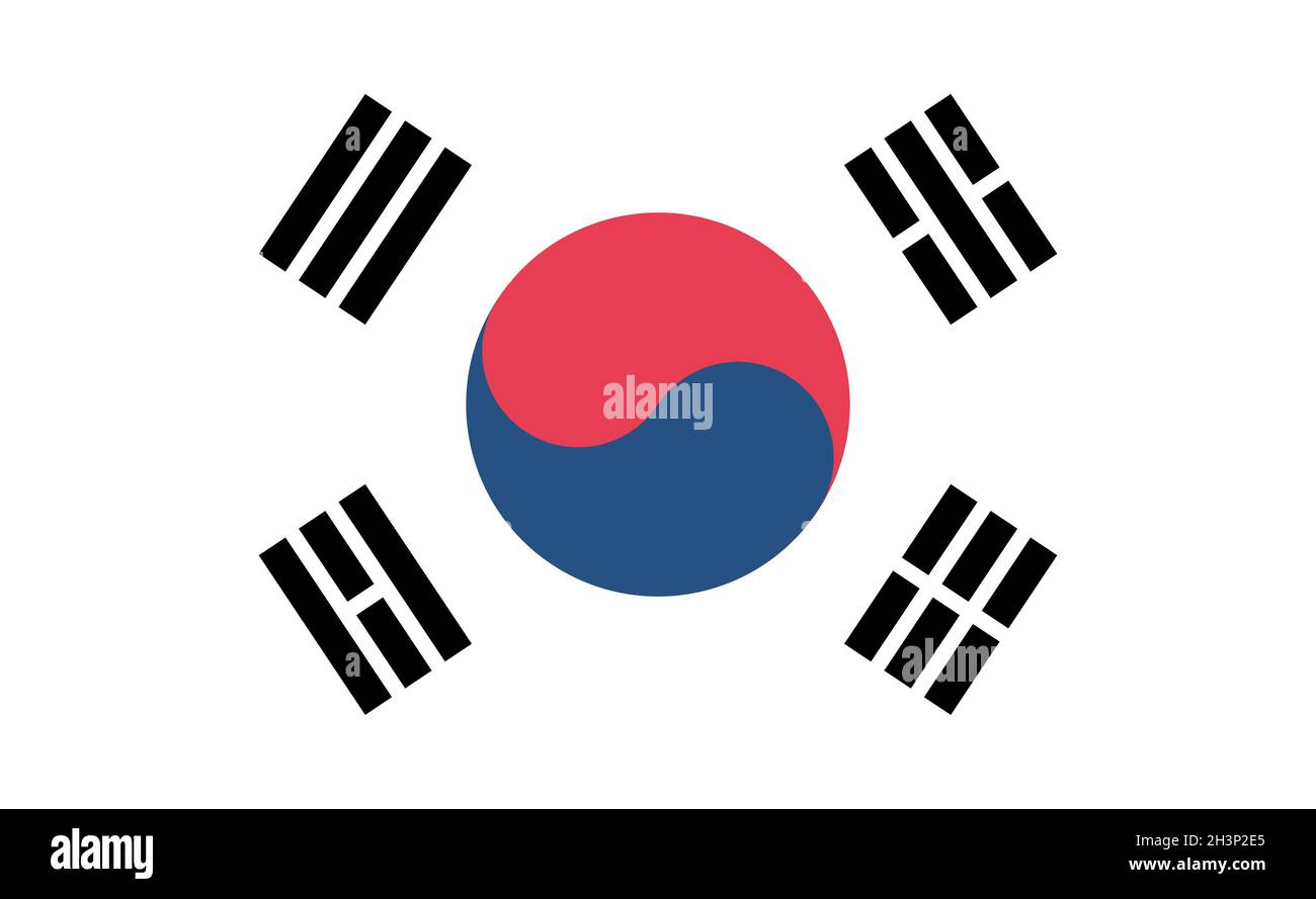 Südkoreas Nationalflagge in exakten Proportionen - Vektor Stockfoto