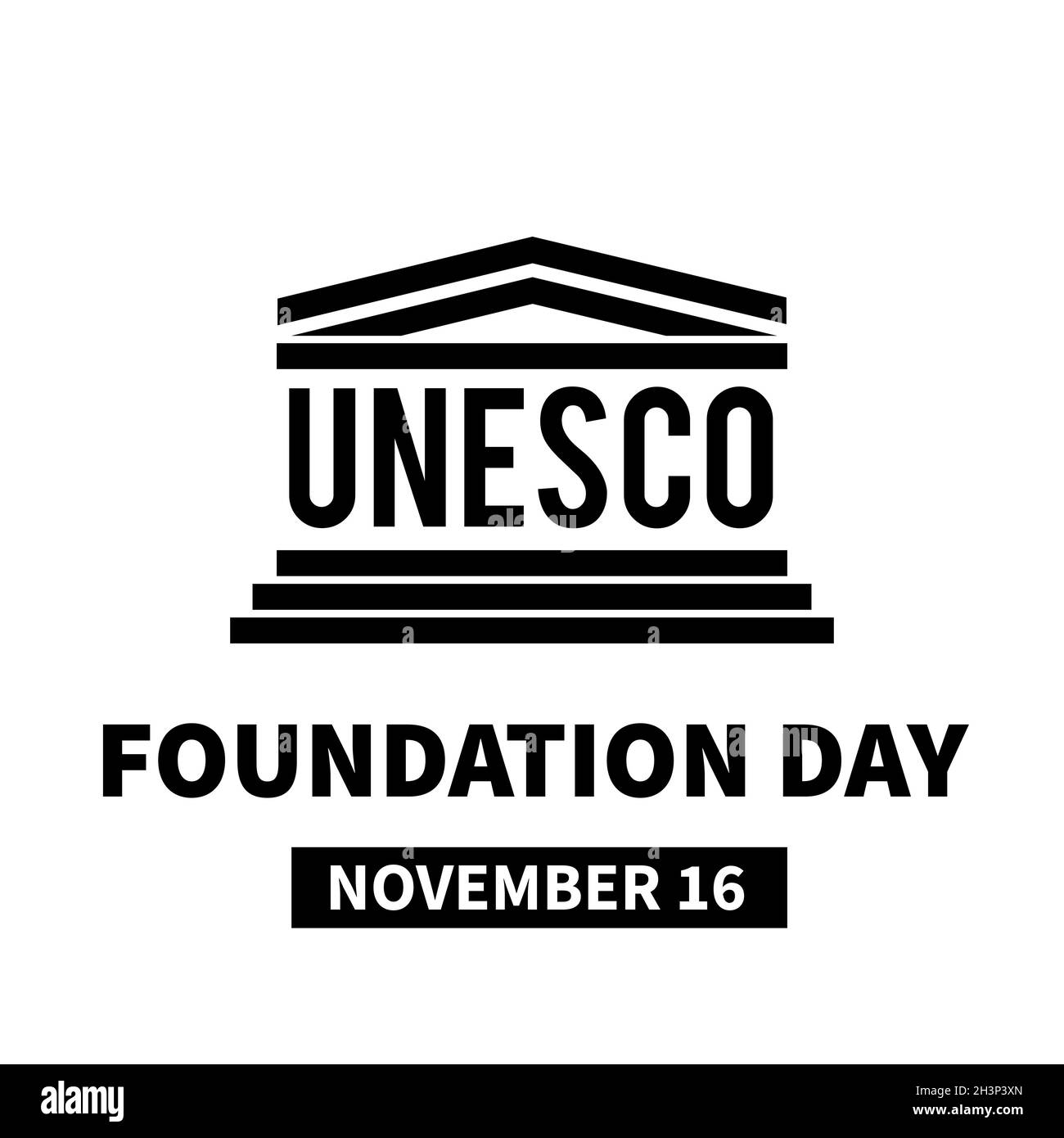 Tag der UNESCO-Stiftung am 16. November. Organisation der Vereinten Nationen für Bildung, Wissenschaft und Kultur. Vektorvorlage für Typografie Poster, Banner, Stock Vektor