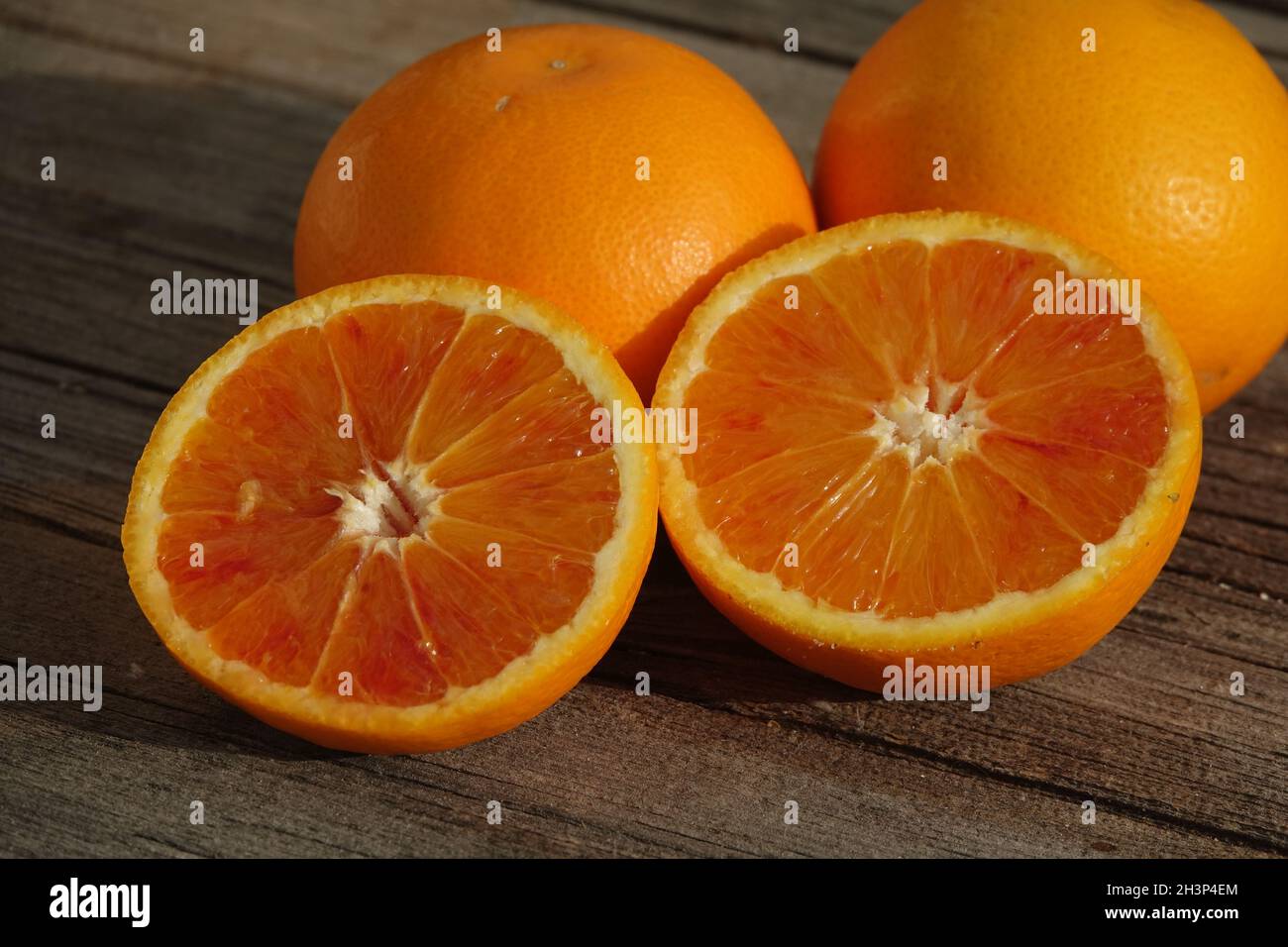 Citrus x sinensis Tarocco, Halbblutorange Stockfoto