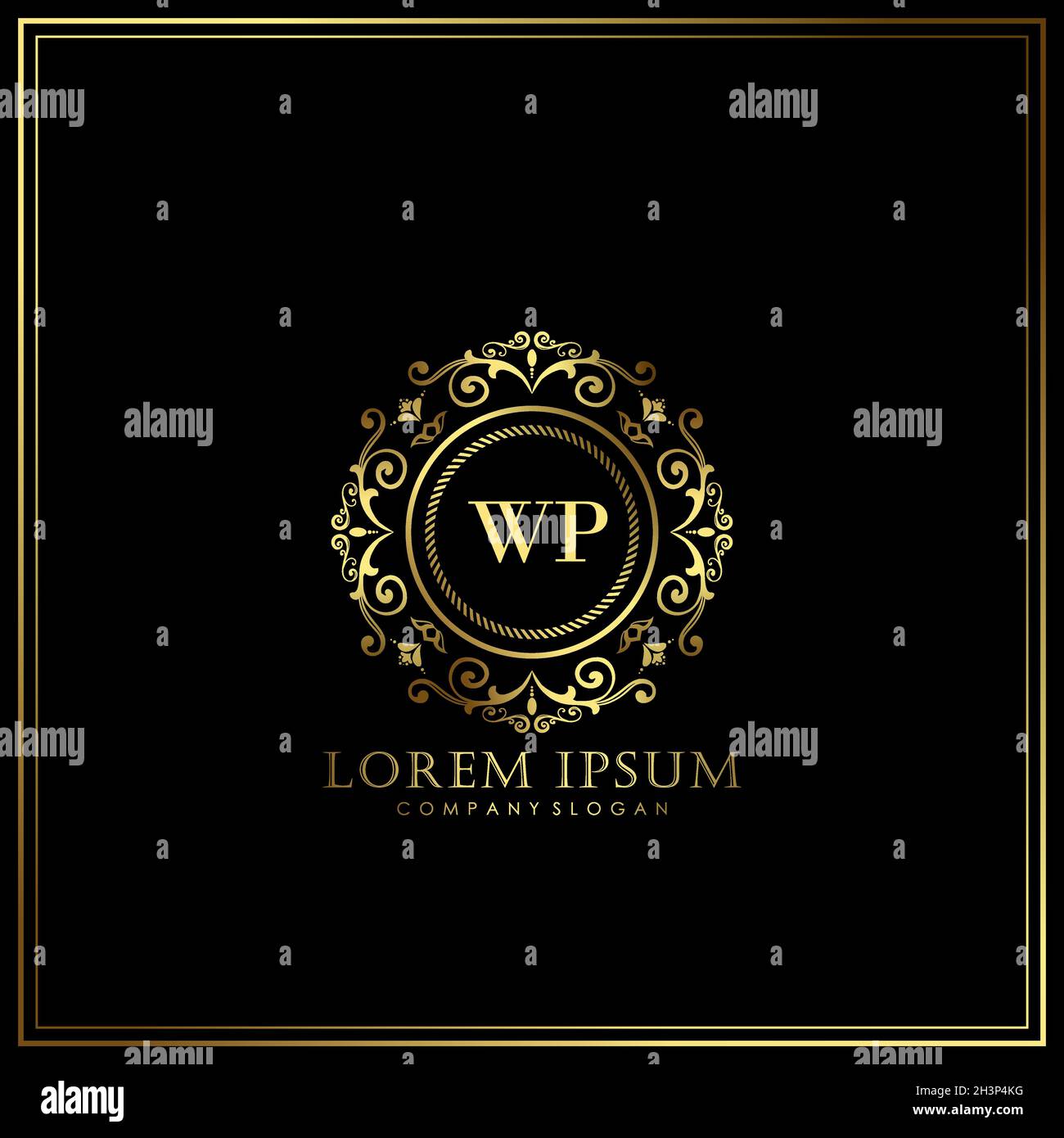 WP Initial Letter Luxury Logo Vorlage in Vektor für Restaurant, Royalty, Boutique, Cafe, Hotel, Wappentisch, Schmuck, Mode und andere Vektorgrafik Stock Vektor