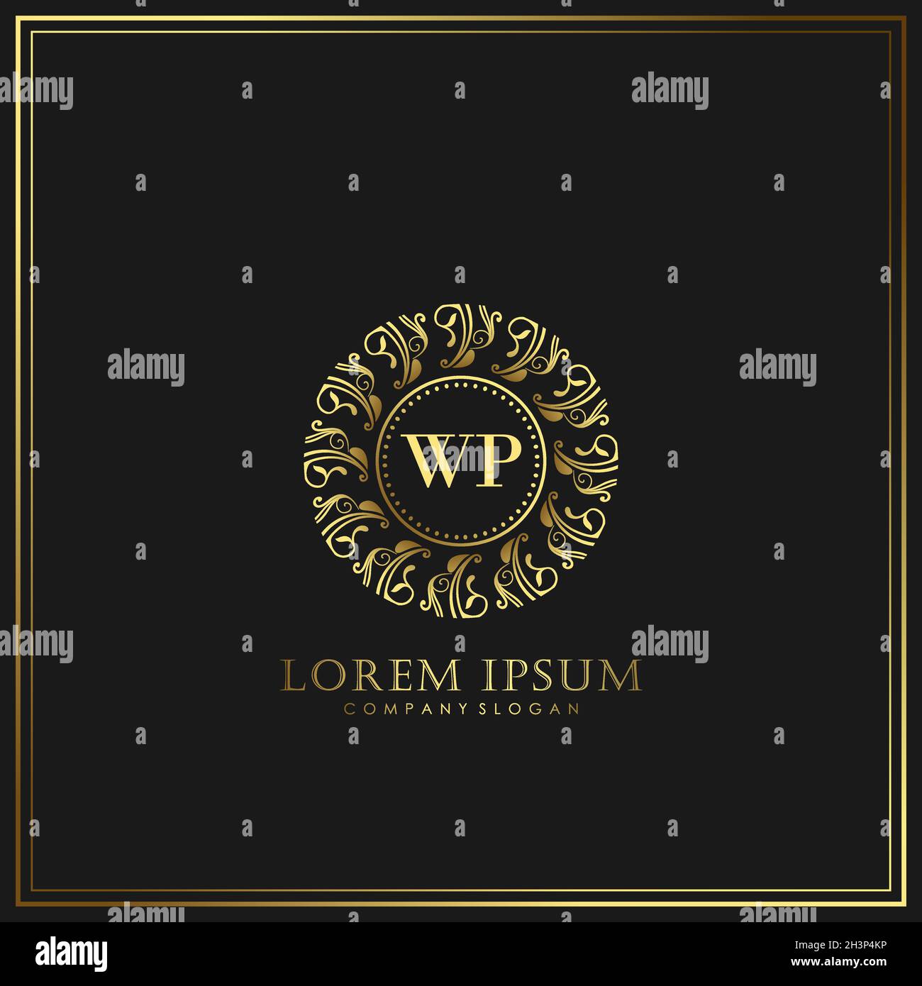 WP Initial Letter Luxury Logo Vorlage in Vektor für Restaurant, Royalty, Boutique, Cafe, Hotel, Wappentisch, Schmuck, Mode und andere Vektorgrafik Stock Vektor