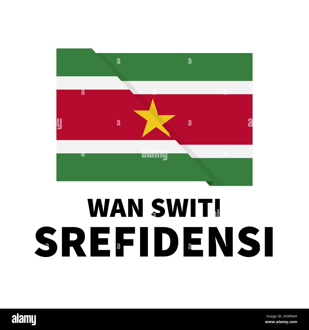 Suriname Unabhängigkeitstag Schriftzug in niederländischer Sprache mit Flagge. Nationalfeiertag am 25. November. Einfach zu bearbeitende Vektorvorlage für Typografie-Poster, Stock Vektor