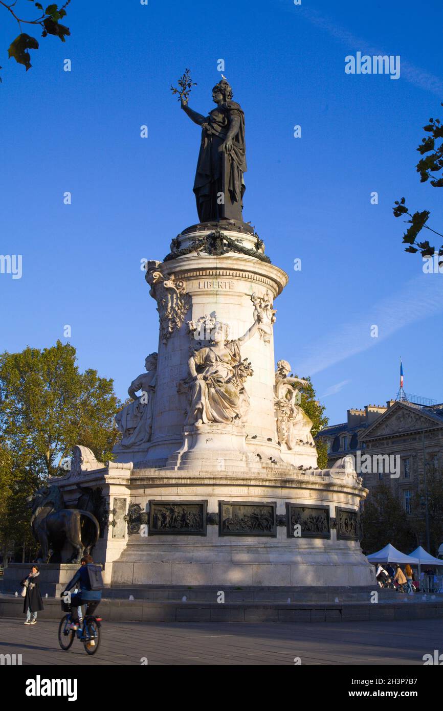 Frankreich, Paris, Place de la République, Statue, Stockfoto