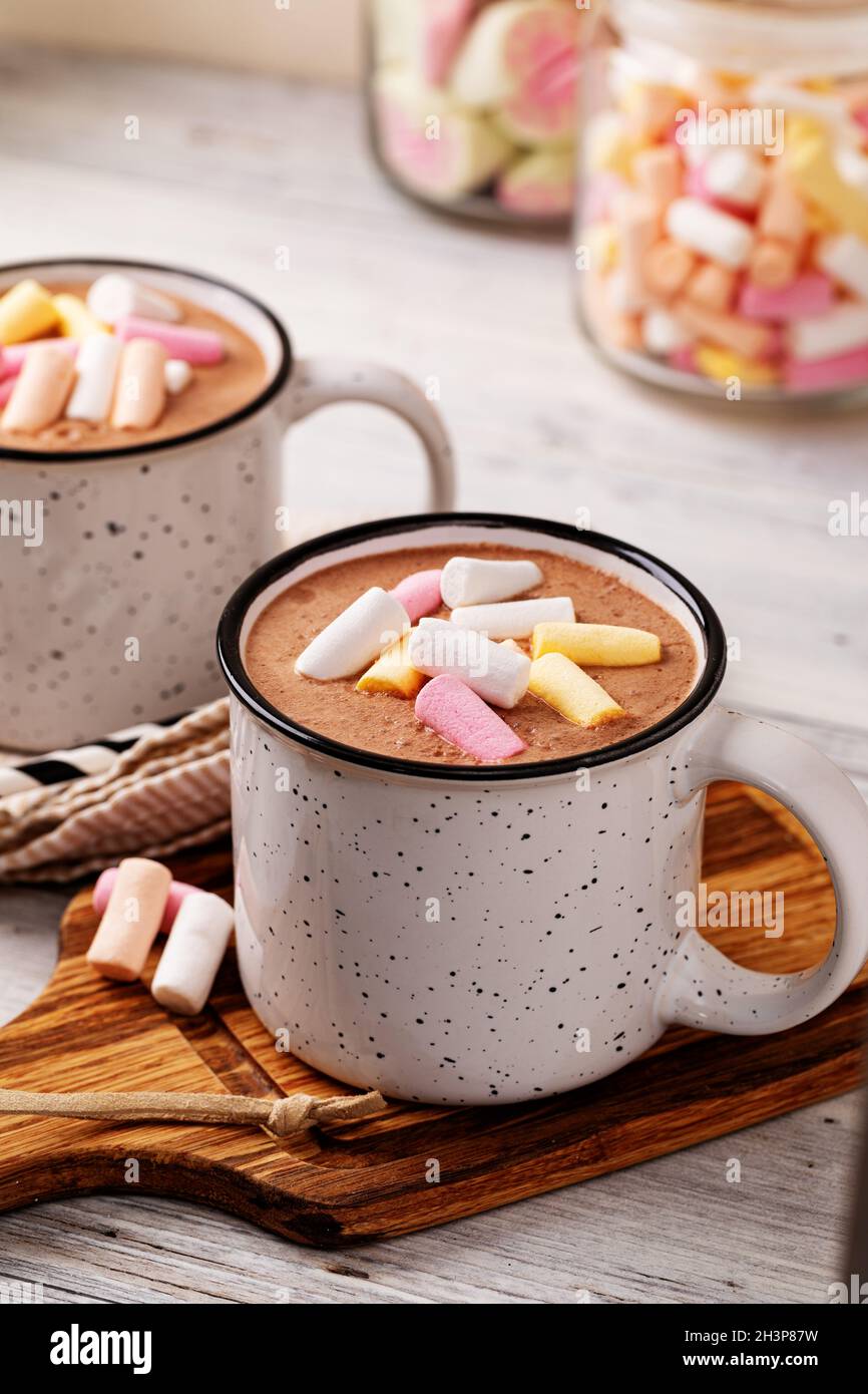 Heiße Schokolade mit Schaumzucker Stockfoto