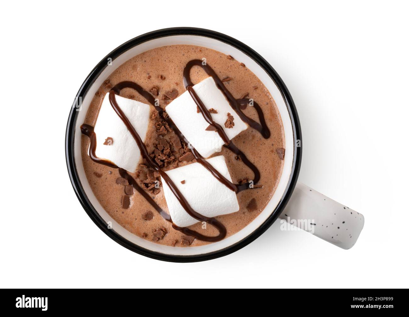 Tasse heiße Schokolade mit Marshmallows Stockfoto