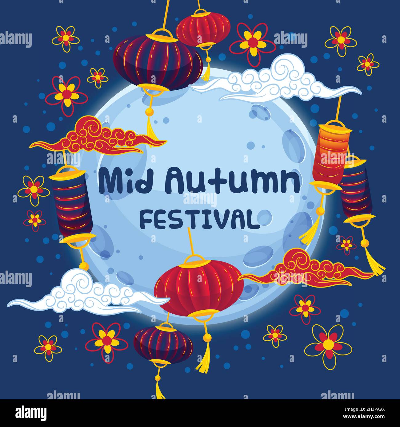 Mitte Herbst Festival flache Vektor-Design-Illustration Stock Vektor