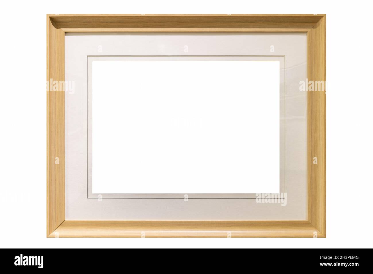 Moderner Holzbilderrahmen isoliert Stockfoto