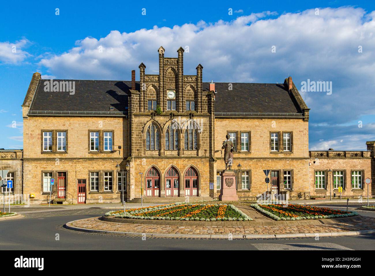 Eindrücke vom Bahnhof Quedlinburg, der Weltkulturerbestadt Stockfoto