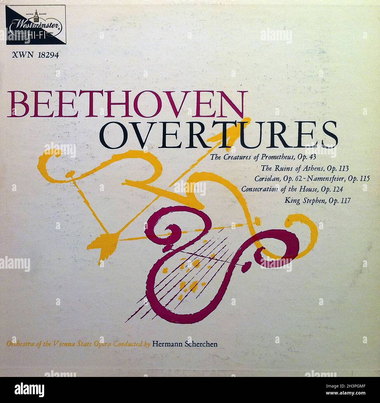 Beethoven Overtures Scherchen Westminster - Klassische Musik Vintage Vinyl Record Stockfoto