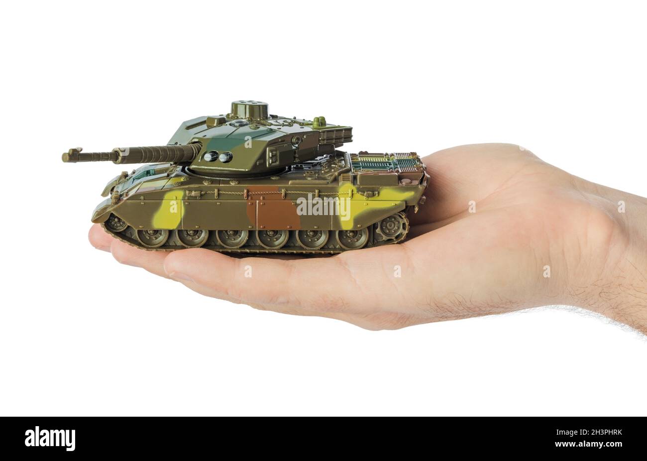 Hand mit Panzer Stockfoto
