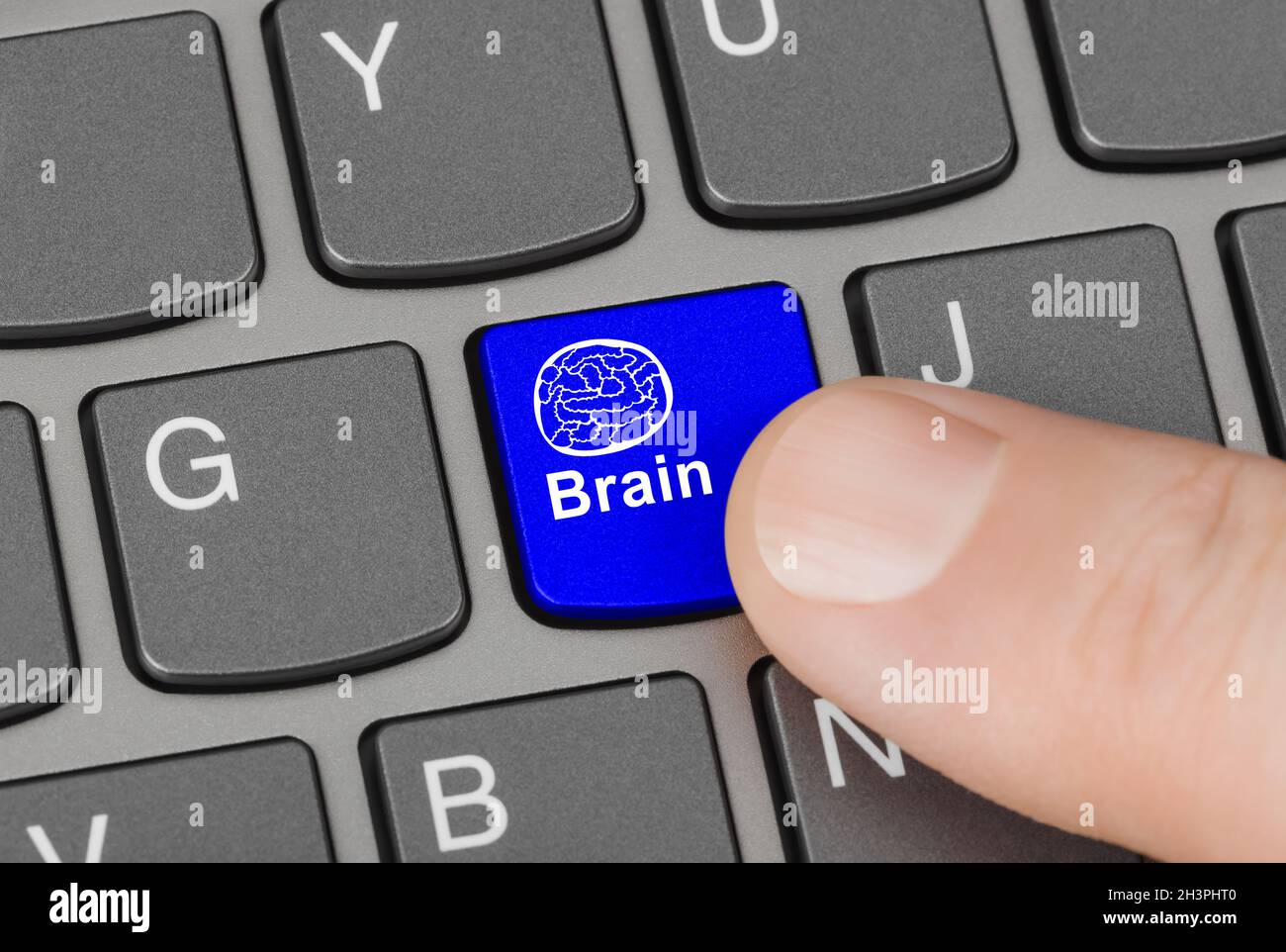 Computer Tastatur mit Gehirn Schlüssel Stockfoto