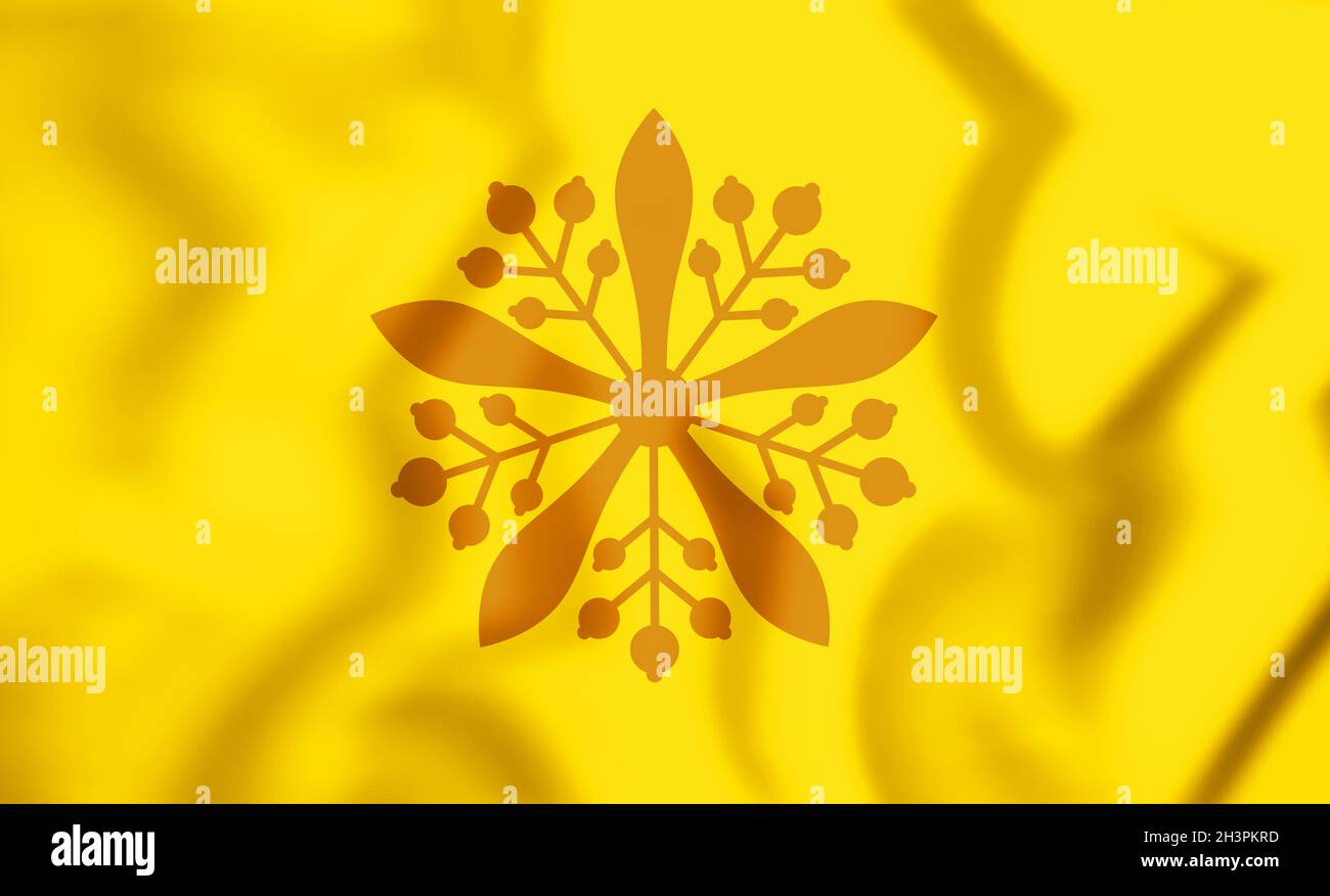 3D-Flagge des Imperators von Manchukuo. 3D-Illustration. Stockfoto