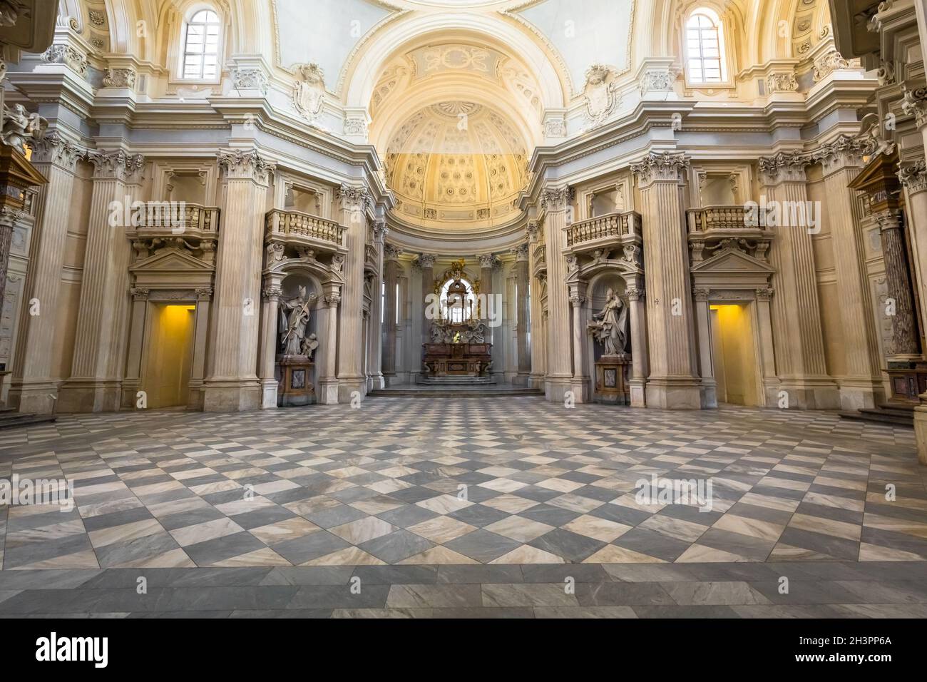 Königliche Kirche in Reggia di Venaria reale, Turin, Italien. Stockfoto