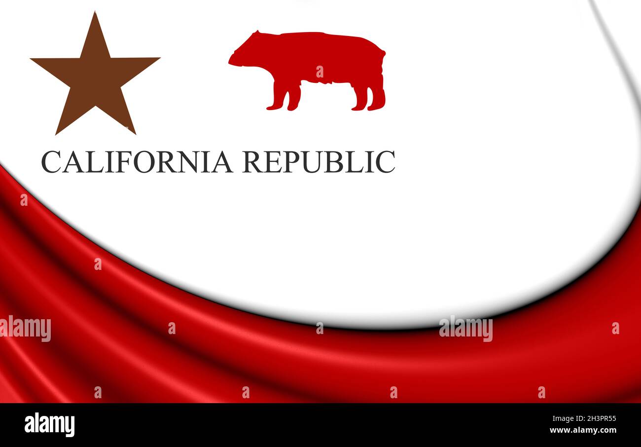3D-Flagge der Republik Kalifornien. 3D-Illustration. Stockfoto