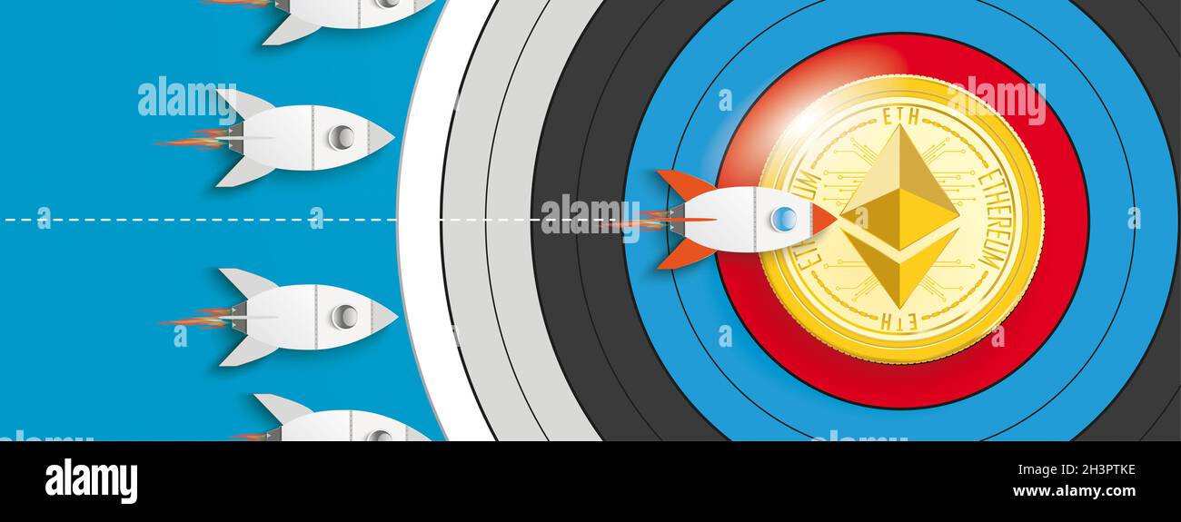 Rockets Ethereum Target First Blue Header Stockfoto