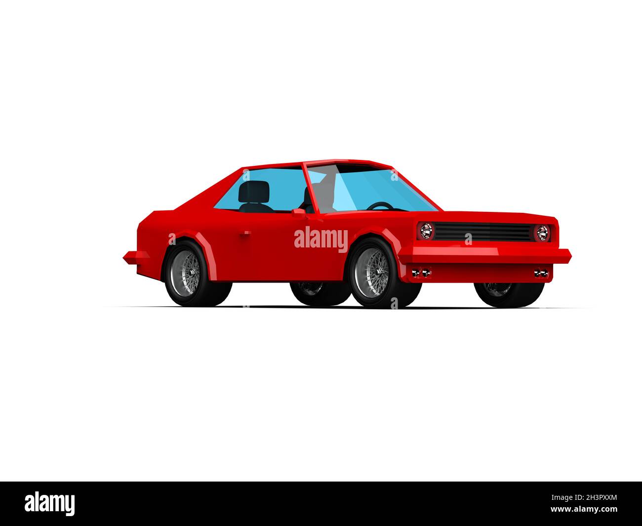 SimpleÂ PolygonalÂ Red Race Sport CoupéÂ carâ IconÂ auf weißem Hintergrund Stockfoto