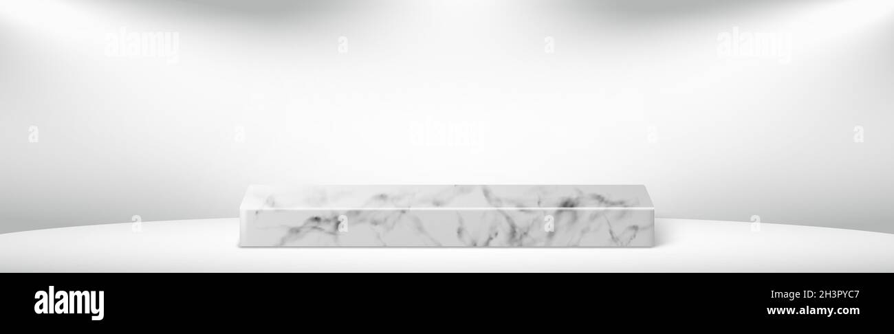Weiß - grau Hintergrund Studio, mit rechteckigem Marmor Podium - Vector Stockfoto