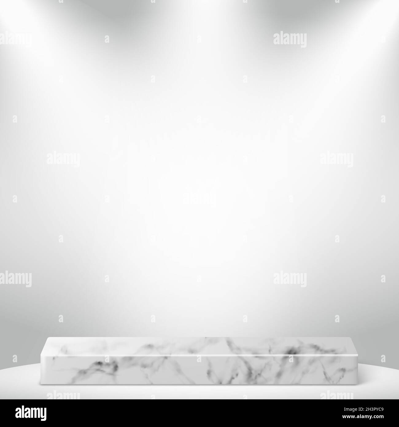 Weiß - grau Hintergrund Studio, mit rechteckigem Marmor Podium - Vector Stockfoto