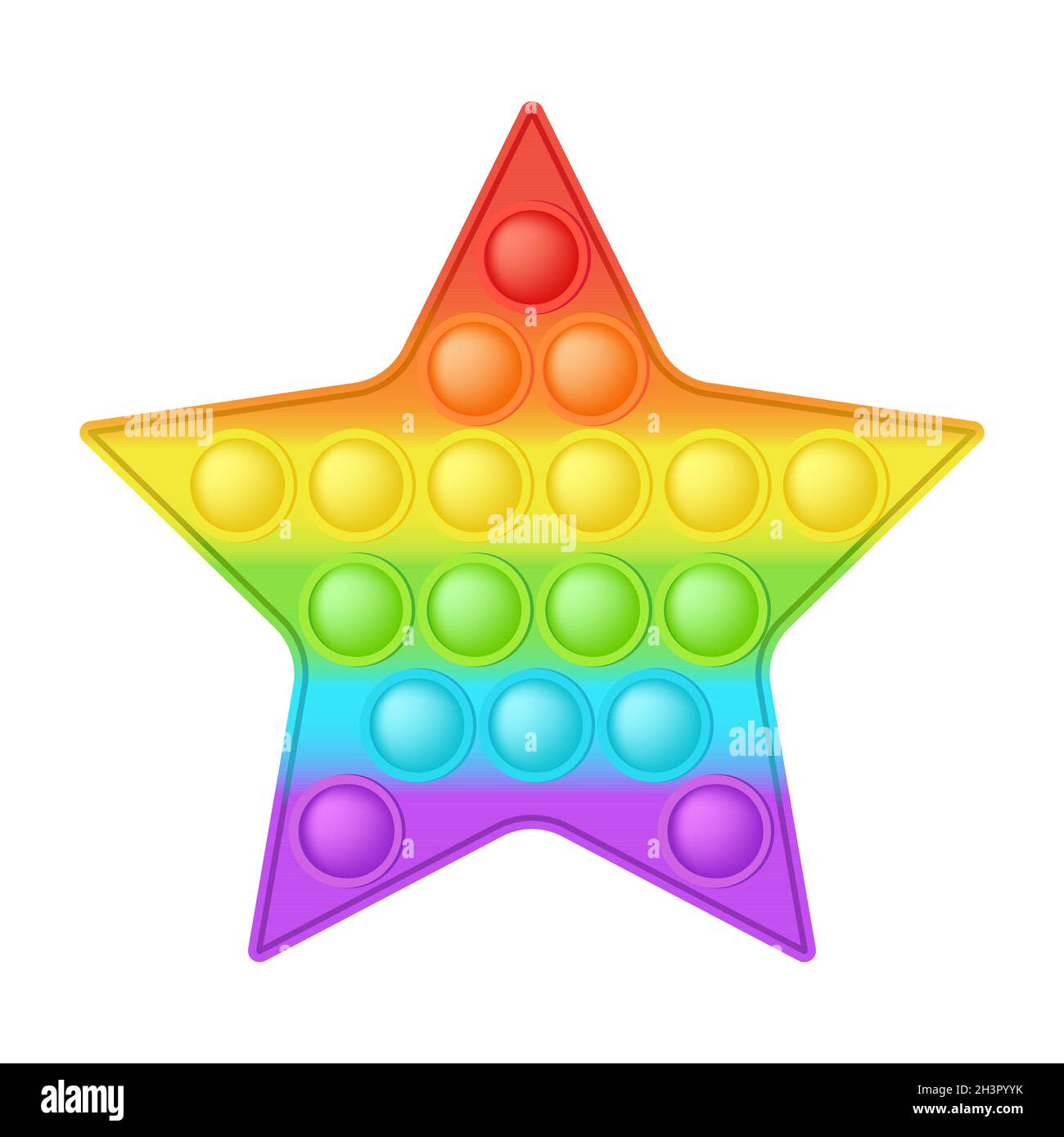 POPIT Figur Stern als modisches Silikon-Spielzeug für Fidgets. Süchtig  machendes Anti-Stress-Spielzeug in hellen Regenbogenfarben. Blasenangst  Entwicklung Pop it Spielzeug Stock-Vektorgrafik - Alamy