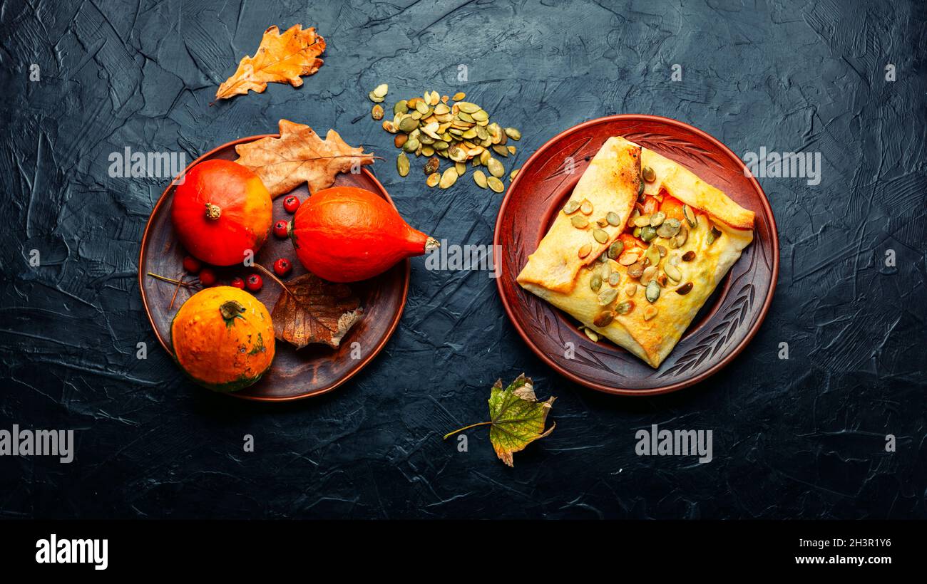 Süße Kürbis-Backwaren in Pita-Brot Stockfoto