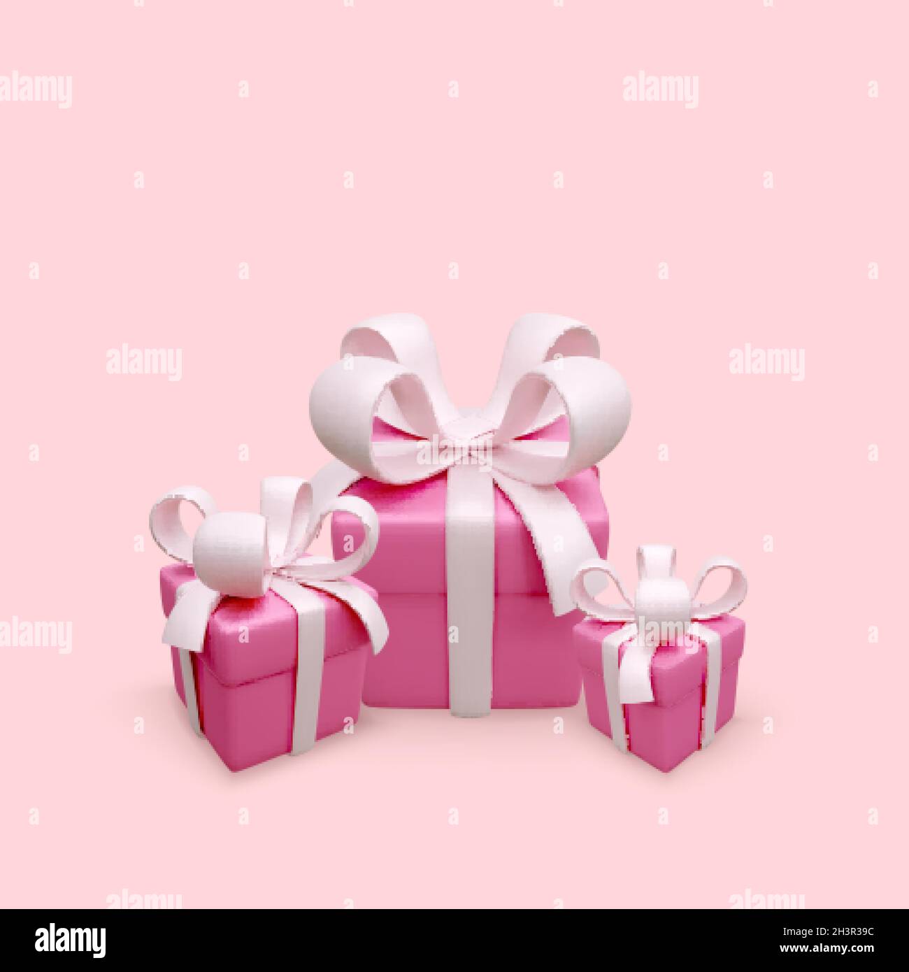 Pinke Geschenkbox. Weihnachtskarte. Mutter oder Frauen Tag Geschenk-Boxen. Vektorgrafik Stock Vektor