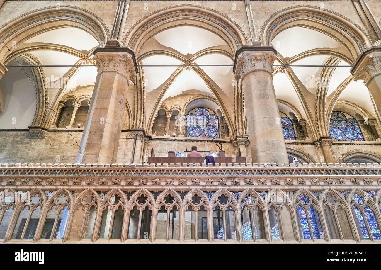 Orgelloft im Chor der Kathedrale von Canterbury, England. Stockfoto