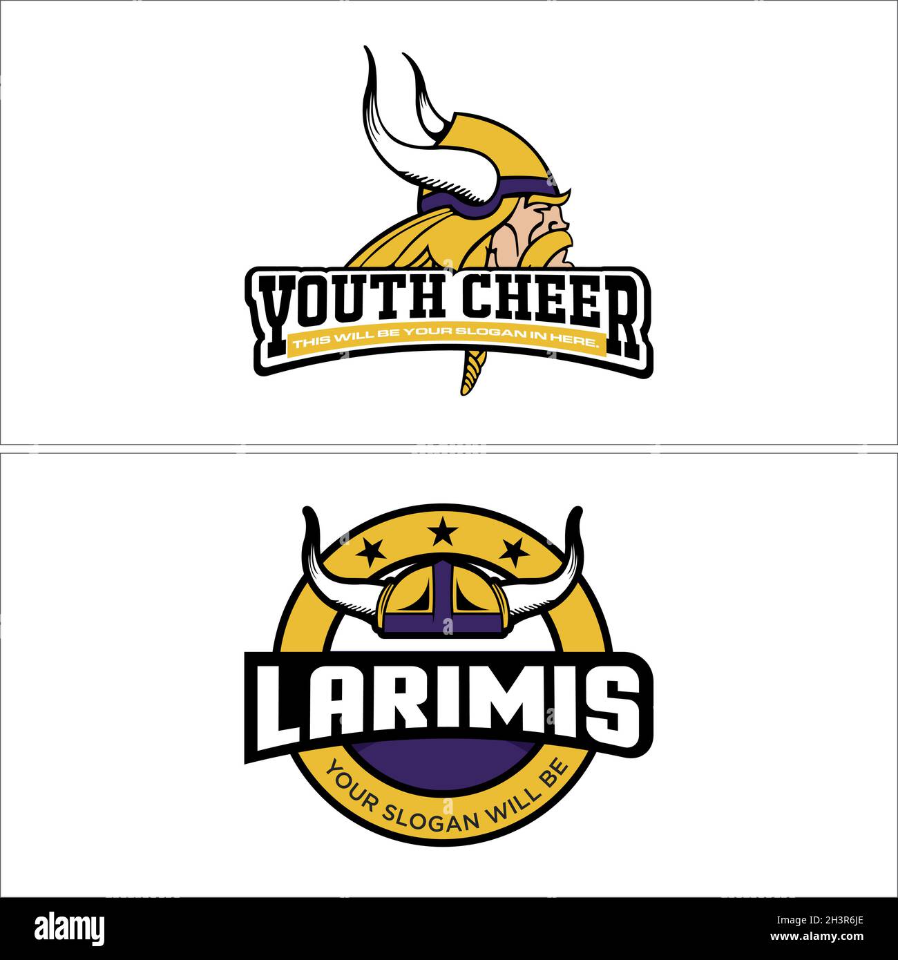 Set mit Abzeichen Sport Minnesota Vikings Logo-Design Stock Vektor