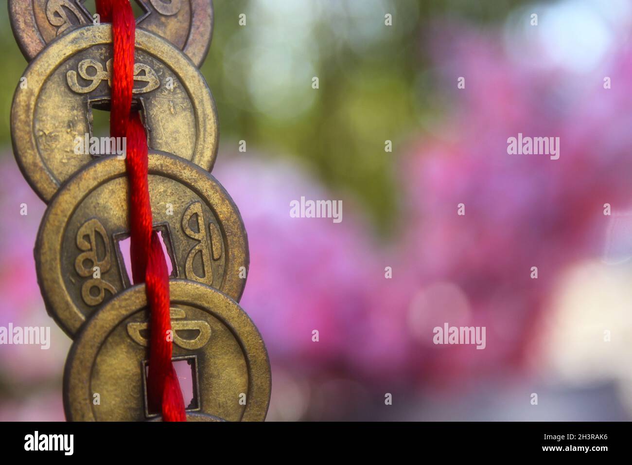 Chinesische Feng Shu Reichtum und Erfolg Münzen Stockfoto
