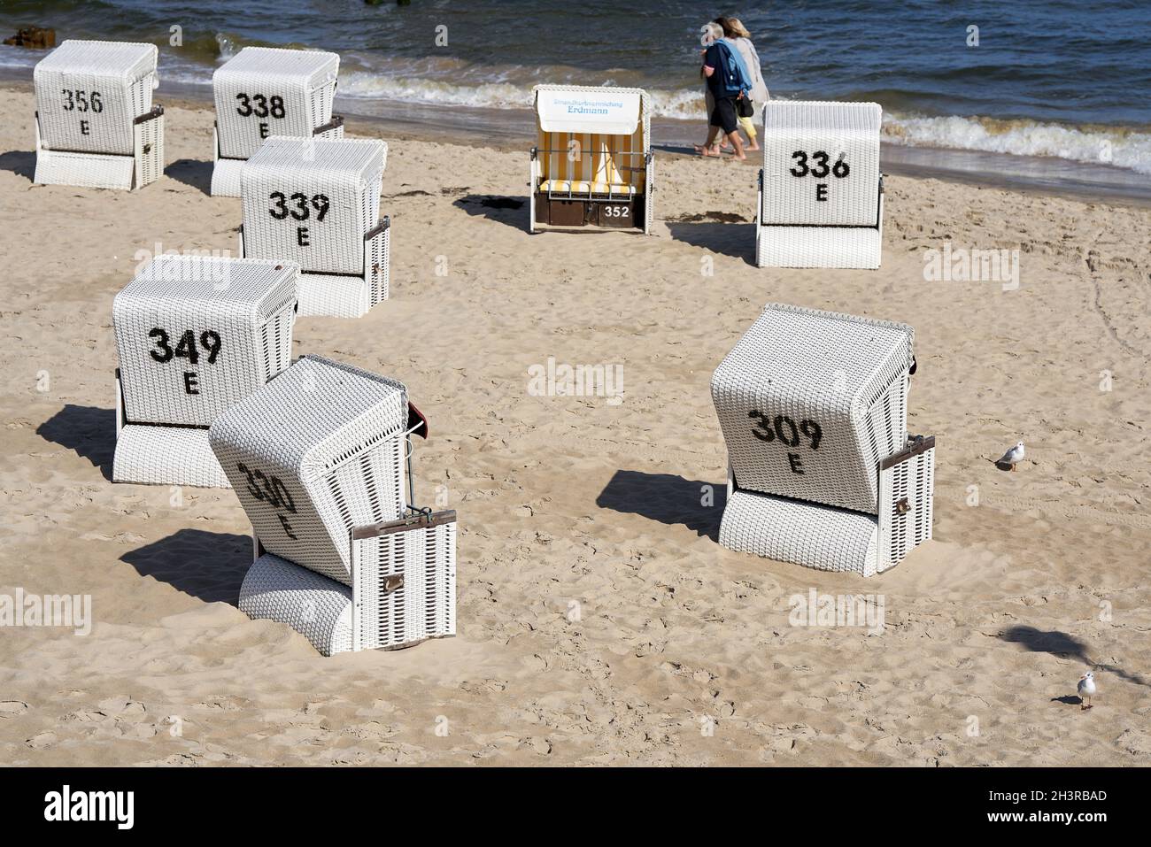 Liegen am Strand von Heringsdorf an der deutschen Ostseeküste Stockfoto