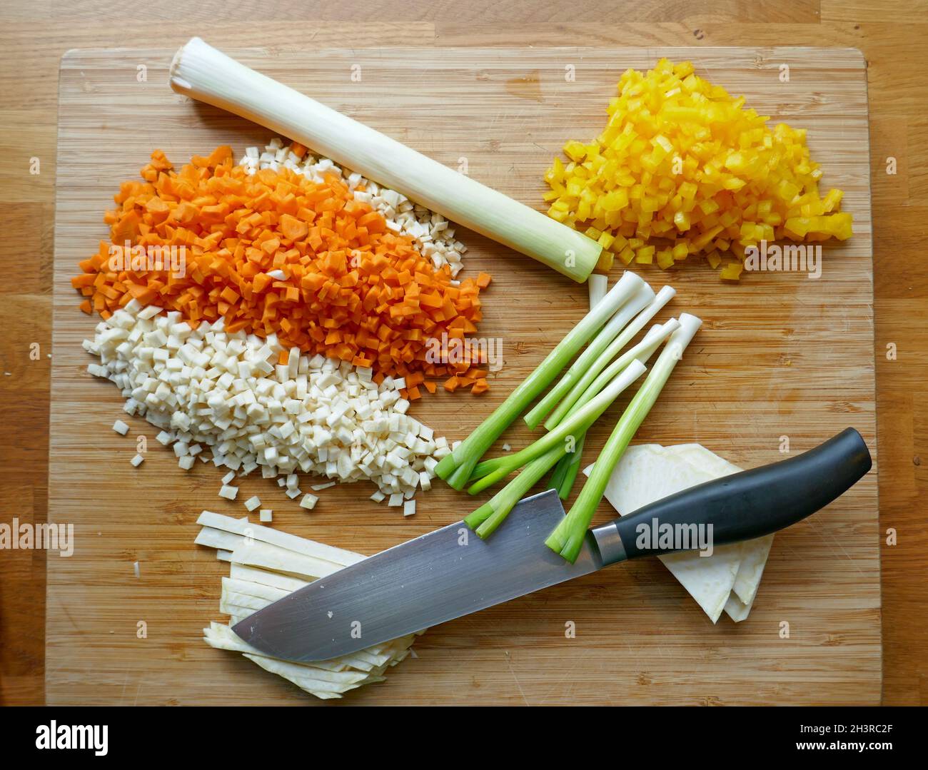 Fein gehacktes Gemüse Stockfoto