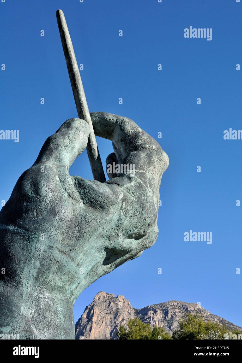 Hand des Dirigenten, Statue in Polop, Alicante - Spanien Stockfoto