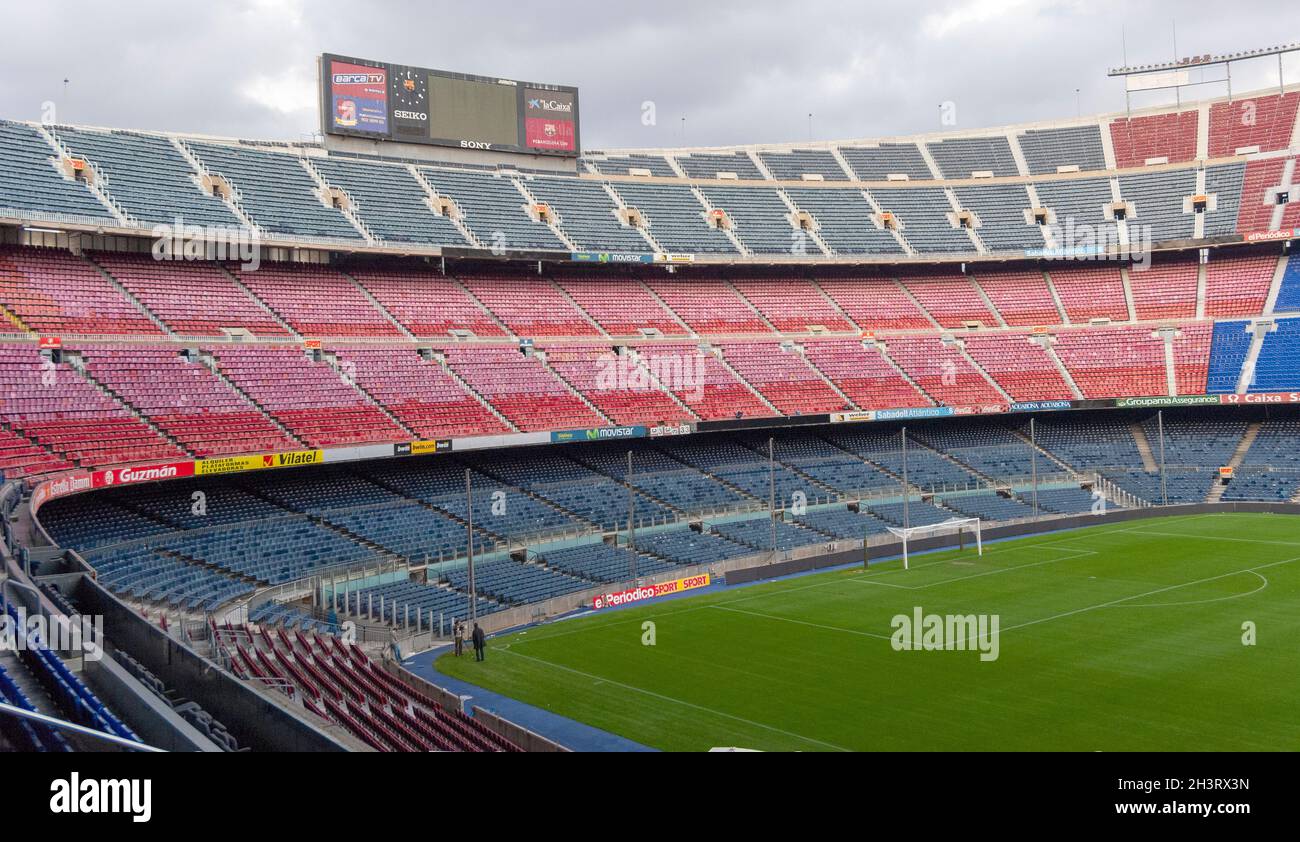 Camp Nou Fußballstadion für den Barcelona Football Club, Barcelona, Spanien. Stockfoto