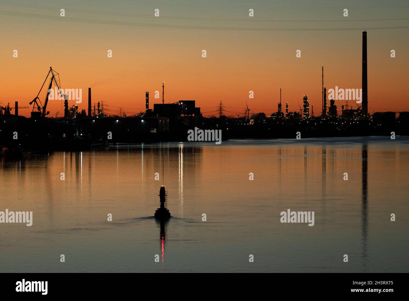 Afterglow, Hafen, Harburg, Hamburg, Deutschland Stockfoto
